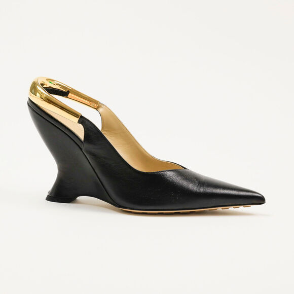 Bottega Veneta Punta Slingback Wedge Pumps Black Size 39EU/9US